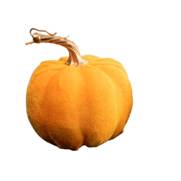 Florelle Medium Velvet Pumpkin | 15x14cm Orange & Gold