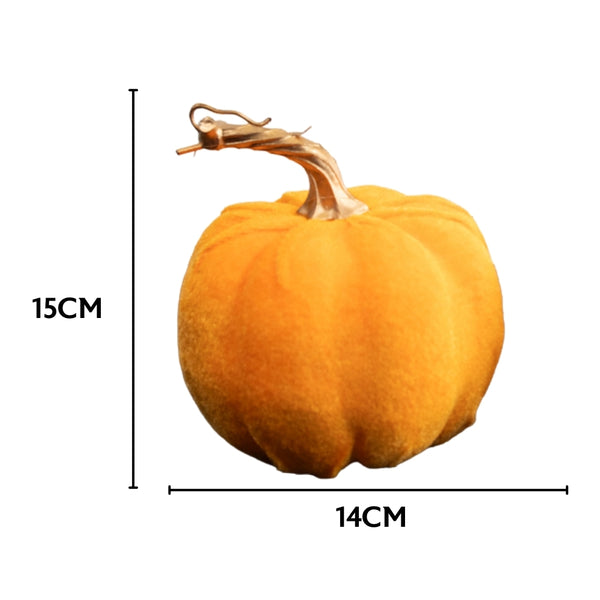 Florelle Medium Velvet Pumpkin | 15x14cm Orange & Gold