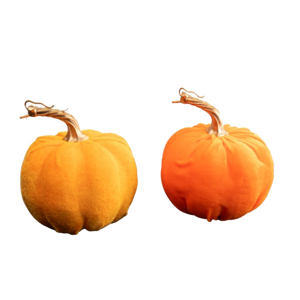 Florelle Medium Velvet Pumpkin | 15x14cm Orange & Gold