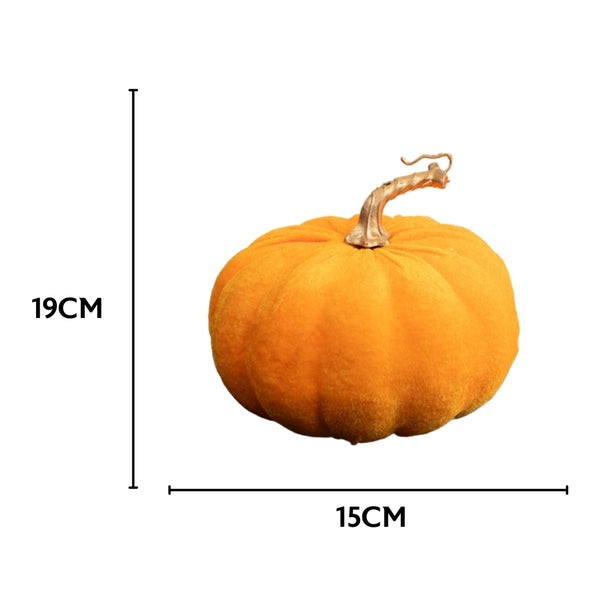 Florelle Large Velvet Pumpkin | 19x15cm Orange Decor
