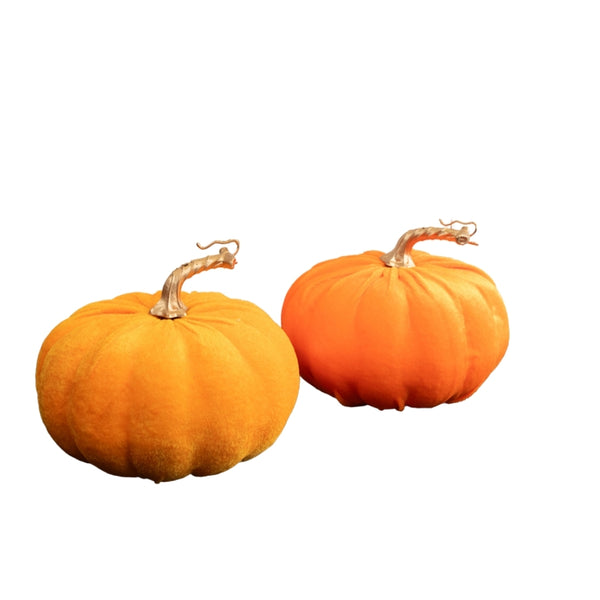 Florelle Large Velvet Pumpkin | 19x15cm Orange Decor