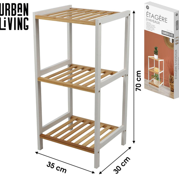 Urban Living Three-Tier Bamboo Shelf | 70cm x 35cm x 30cm