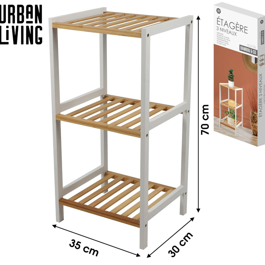 Urban Living Three-Tier Bamboo Shelf | 70cm x 35cm x 30cm