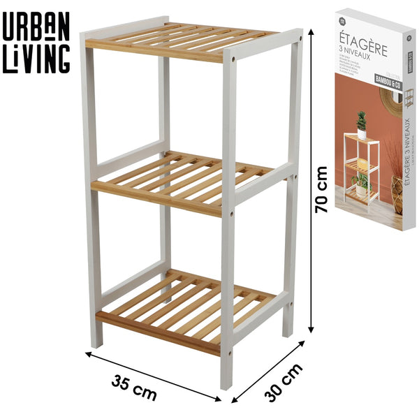 Urban Living Bamboo Shelf - Three Tier - 70x35x30cm