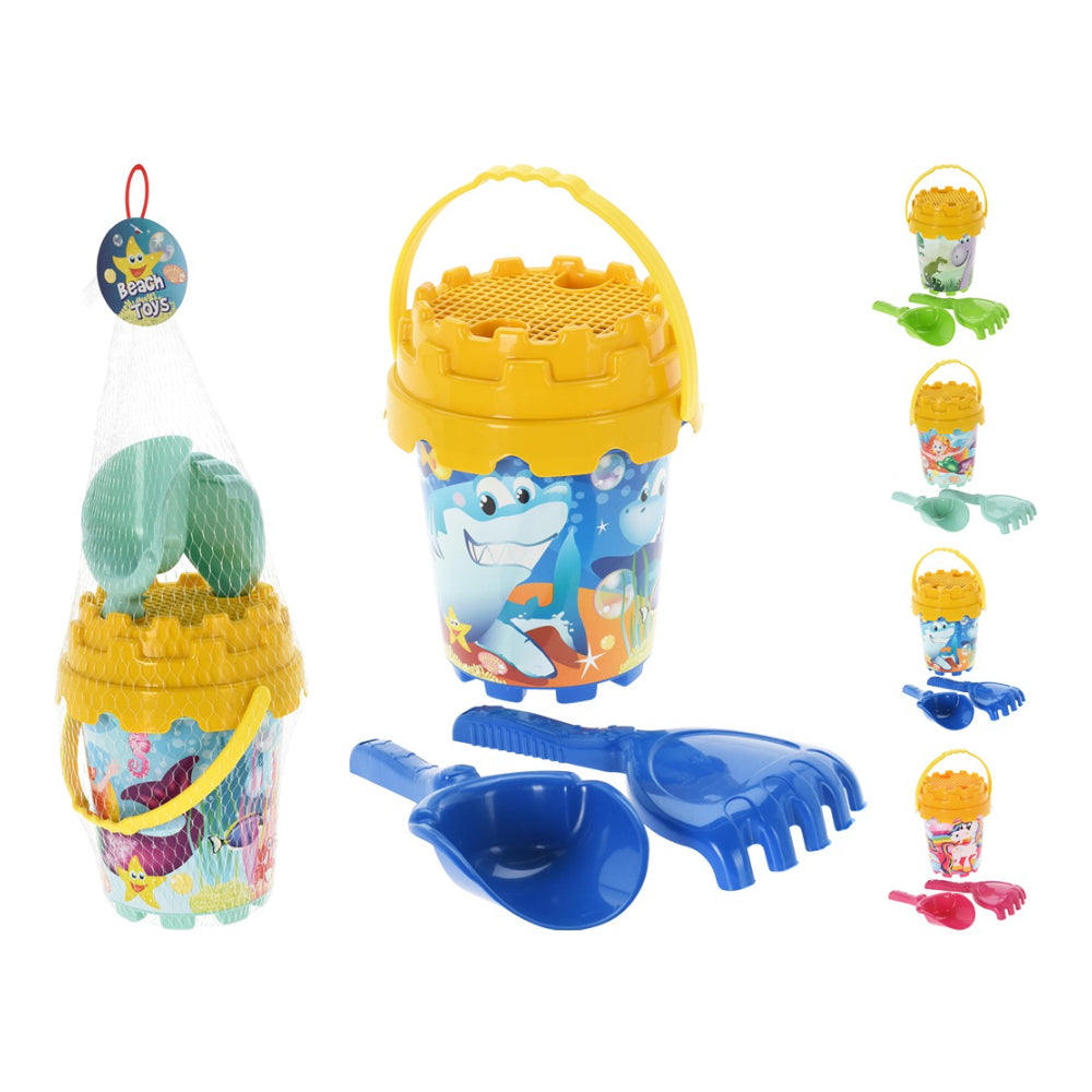 Assorted Sand Castle Beach Toy Set | 4 Pieces, Bucket and Accessories