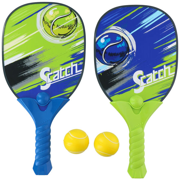 Scatch Paddleball Set | 4pcs | Green & Blue | Ergonomic Handle