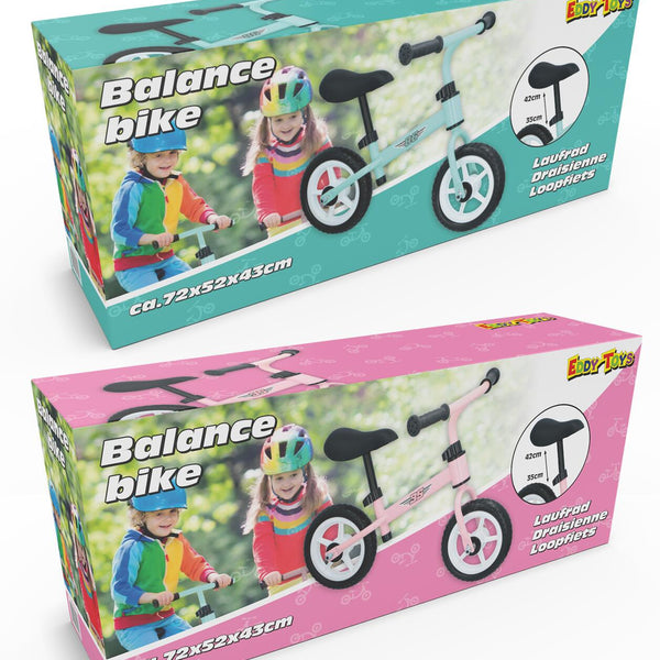 Eddy Toys Balance Bike | Blue & Pink | Adjustable & Lightweight