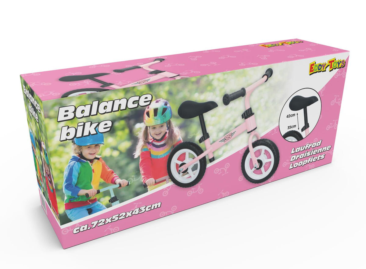 Eddy Toys Balance Bike | Blue & Pink | Adjustable & Lightweight