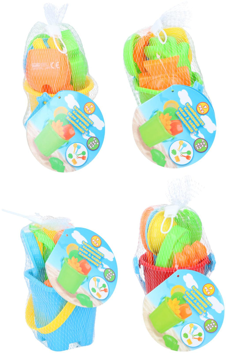 Eddy Toys Sandbucket Set | 7pce Durable Plastic | Mesh Bag
