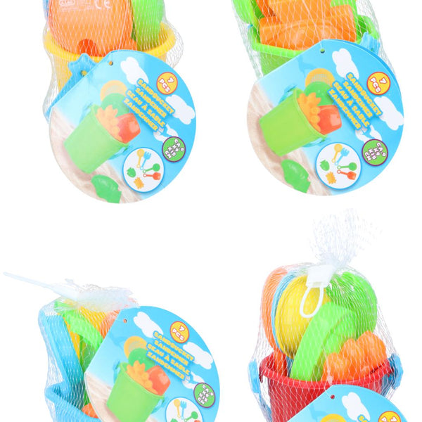 Eddy Toys Sandbucket Set | 7pce Durable Plastic | Mesh Bag