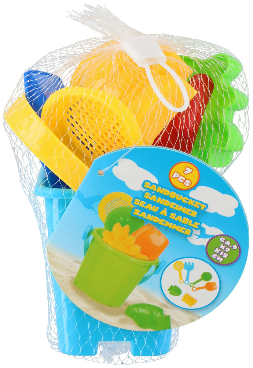 Eddy Toys Sandbucket Set | 7pce Durable Plastic | Mesh Bag