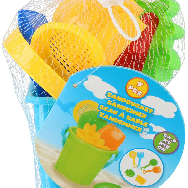 Eddy Toys Sandbucket Set | 7pce Durable Plastic | Mesh Bag