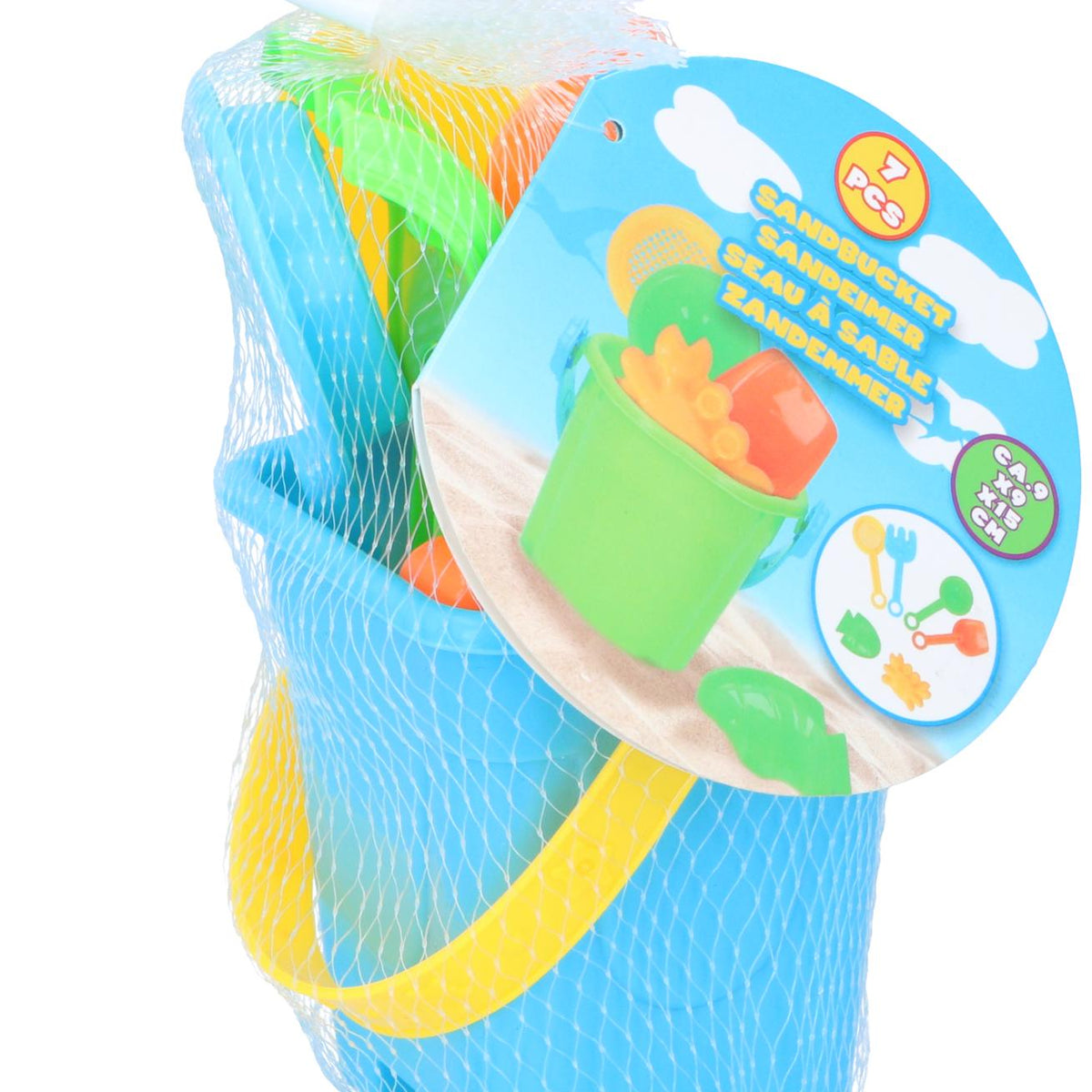 Eddy Toys Sandbucket Set | 7pce Durable Plastic | Mesh Bag