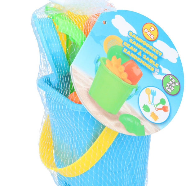 Eddy Toys Sandbucket Set | 7pce Durable Plastic | Mesh Bag