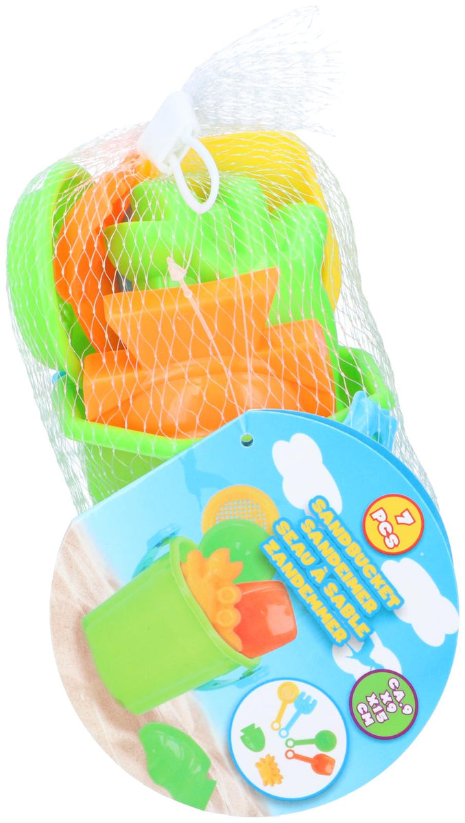 Eddy Toys Sandbucket Set | 7pce Durable Plastic | Mesh Bag