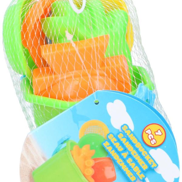 Eddy Toys Sandbucket Set | 7pce Durable Plastic | Mesh Bag