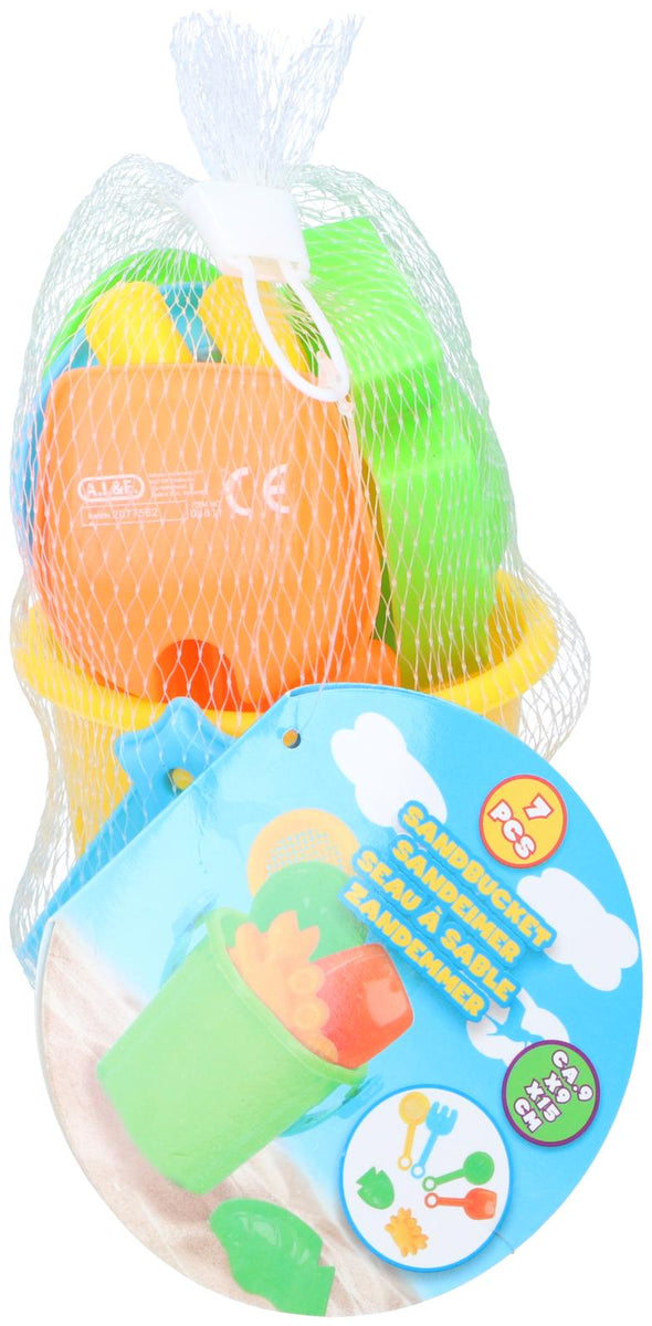 Eddy Toys Sandbucket Set | 7pce Durable Plastic | Mesh Bag