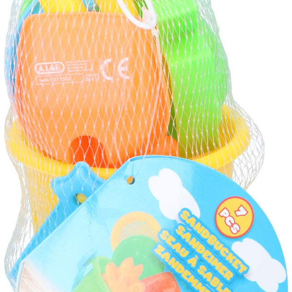 Eddy Toys Sandbucket Set | 7pce Durable Plastic | Mesh Bag