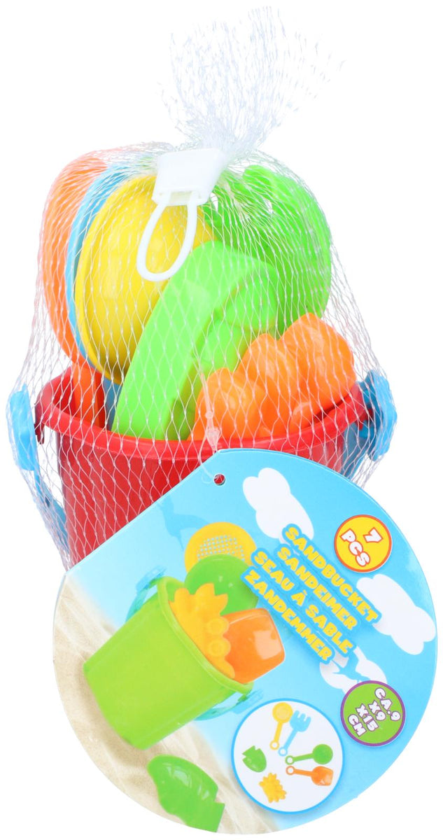 Eddy Toys Sandbucket Set | 7pce Durable Plastic | Mesh Bag