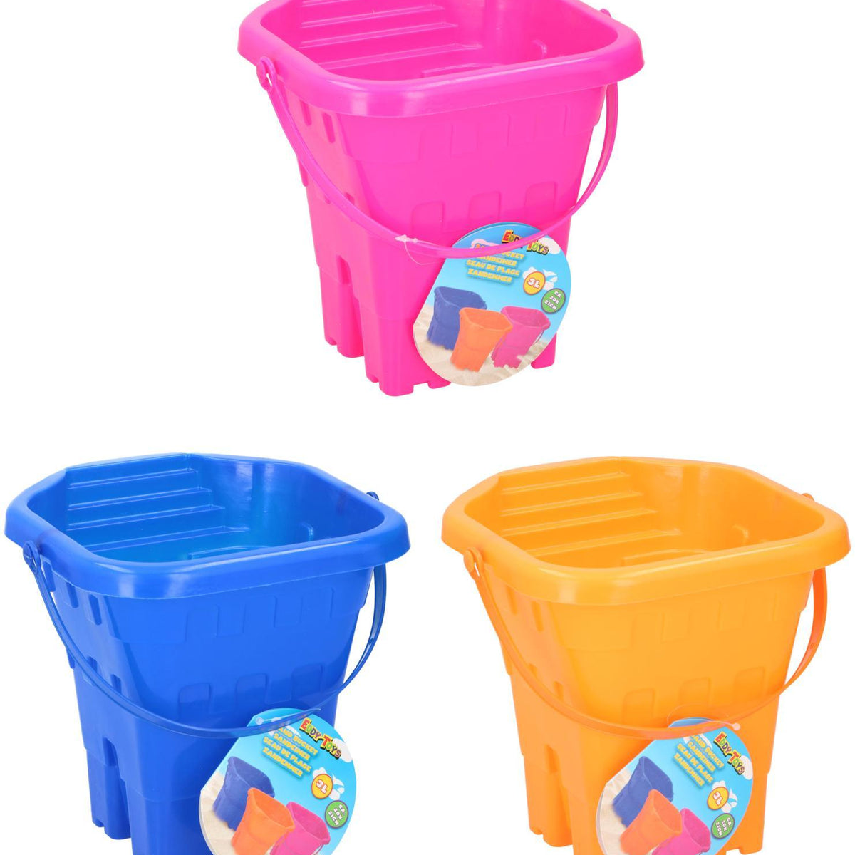 Eddy Toys Castle Sandbucket 20cm | 3 Assorted Colours