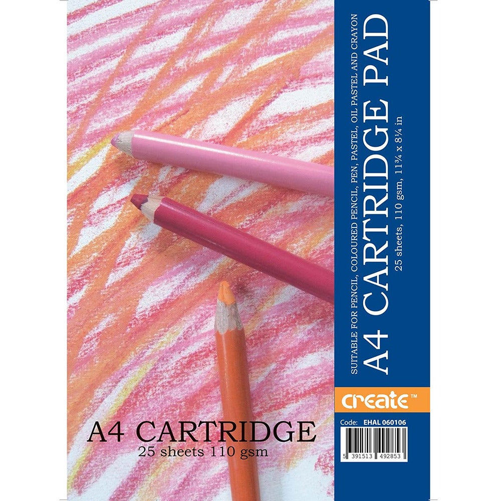 Create A4 110 gsm Cartridge Pad | 25 Sheets, Mixed Media, Bound