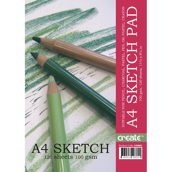 Create A4 Jumbo Sketch Pad | 120 Sheets, 100 gsm, Pencil, Charcoal and Pastel