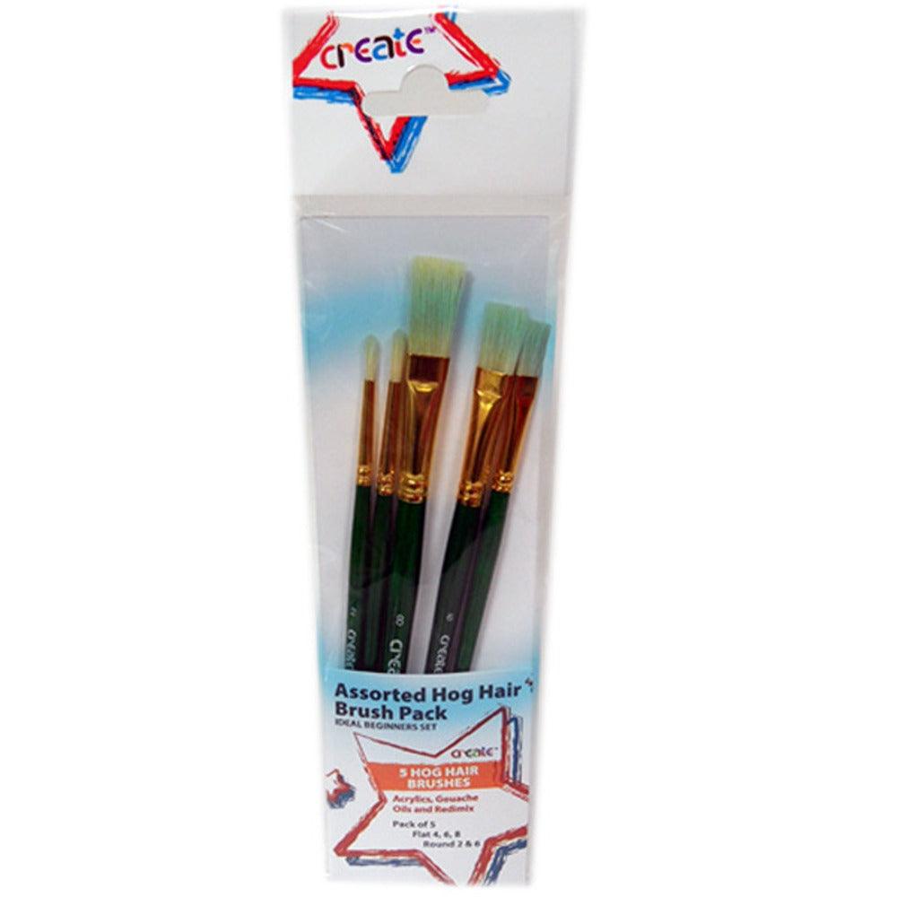 Create Durable Hog Hair Artist Brushes Set | Assorted Sizes