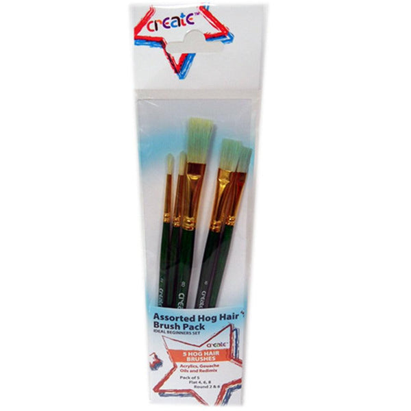 Create Durable Hog Hair Artist Brushes Set | Assorted Sizes