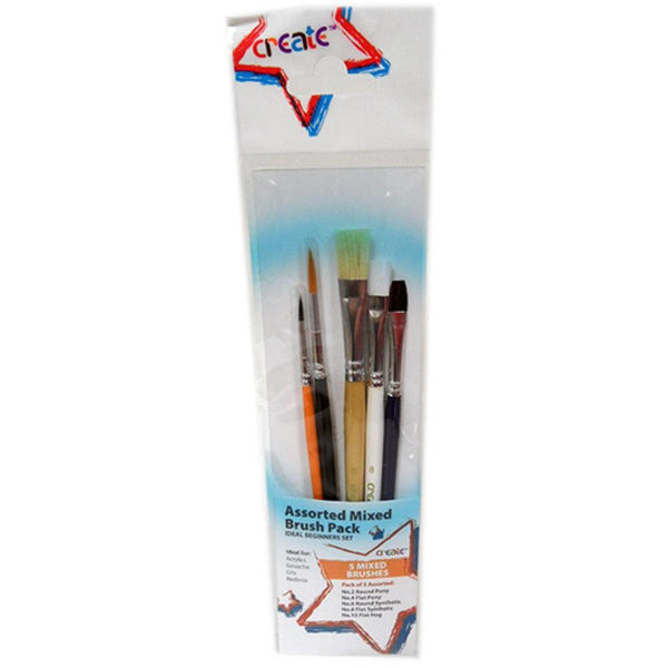 Create 5 Brush Mixed Set | Diverse Bristle Types and Sturdy Handles