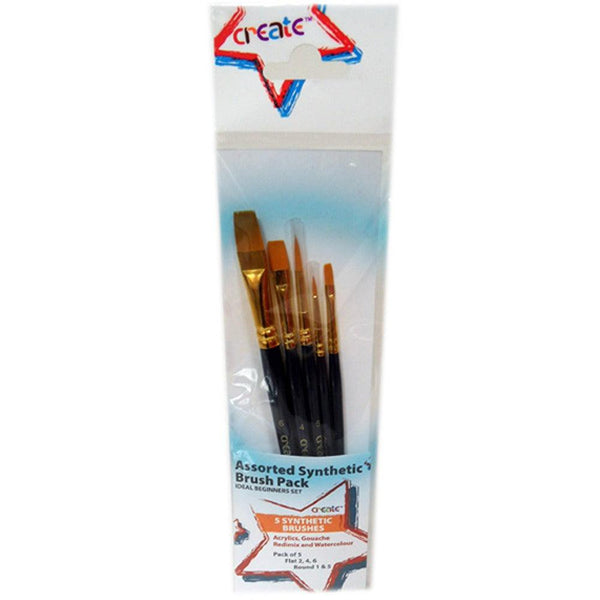 Create Versatile Synthetic Brush Set | 5 Pieces