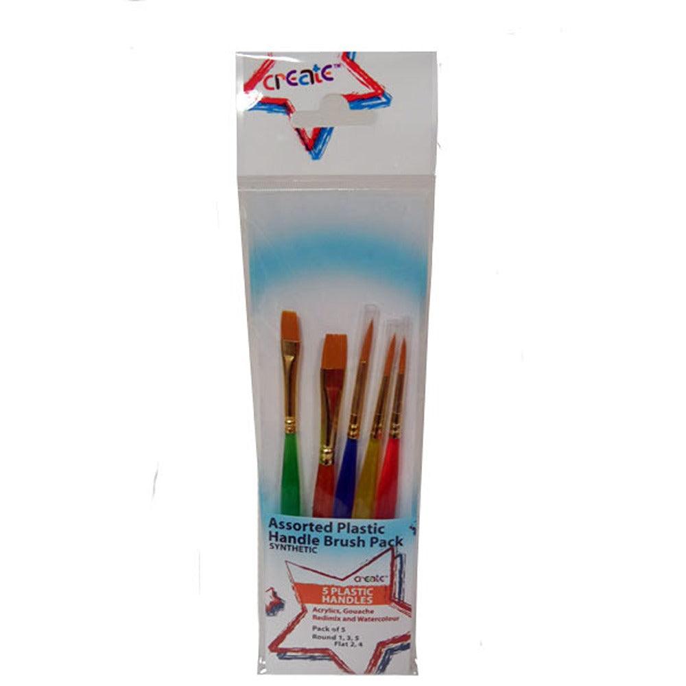 Create Assorted Plastic Handle Brush Set | Durable Synthetic Bristles