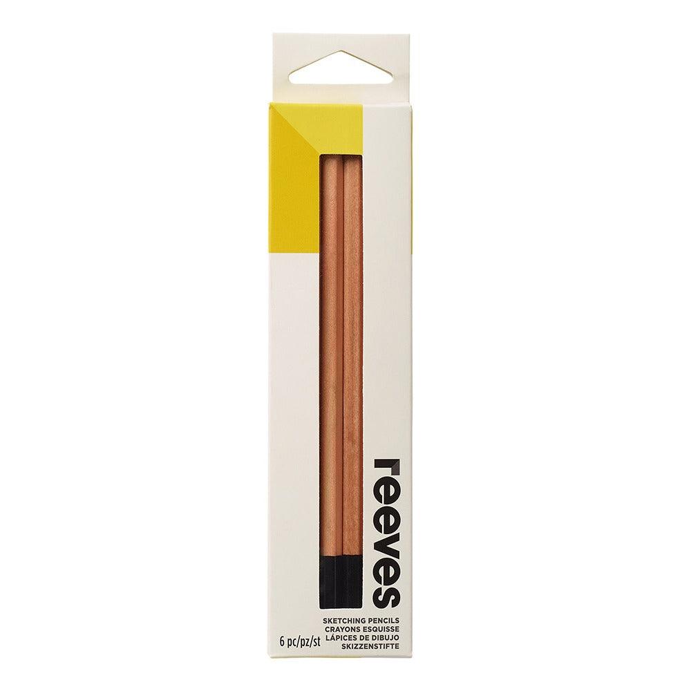 Reeves Set of 6 Sketching Pencils | Natural Wood Finish