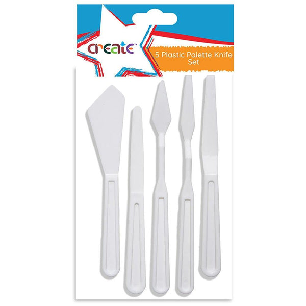 Create Diverse 5 Plastic Palette Knife Set | Lightweight, Durable & Safe for All Ages