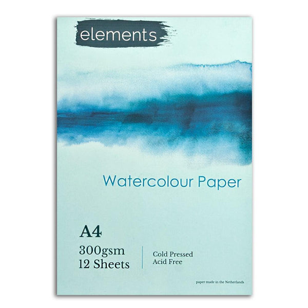 Elements A4 Watercolour Paper | 300gsm, 12 Sheets