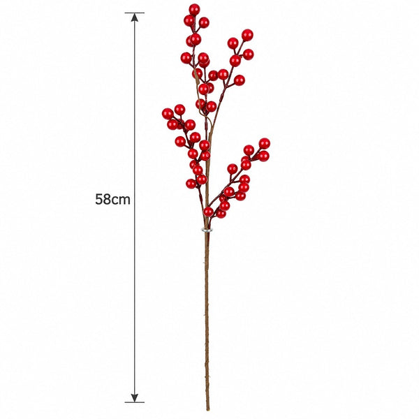 Single Berry Stem Red | 58cm Decorative Accent
