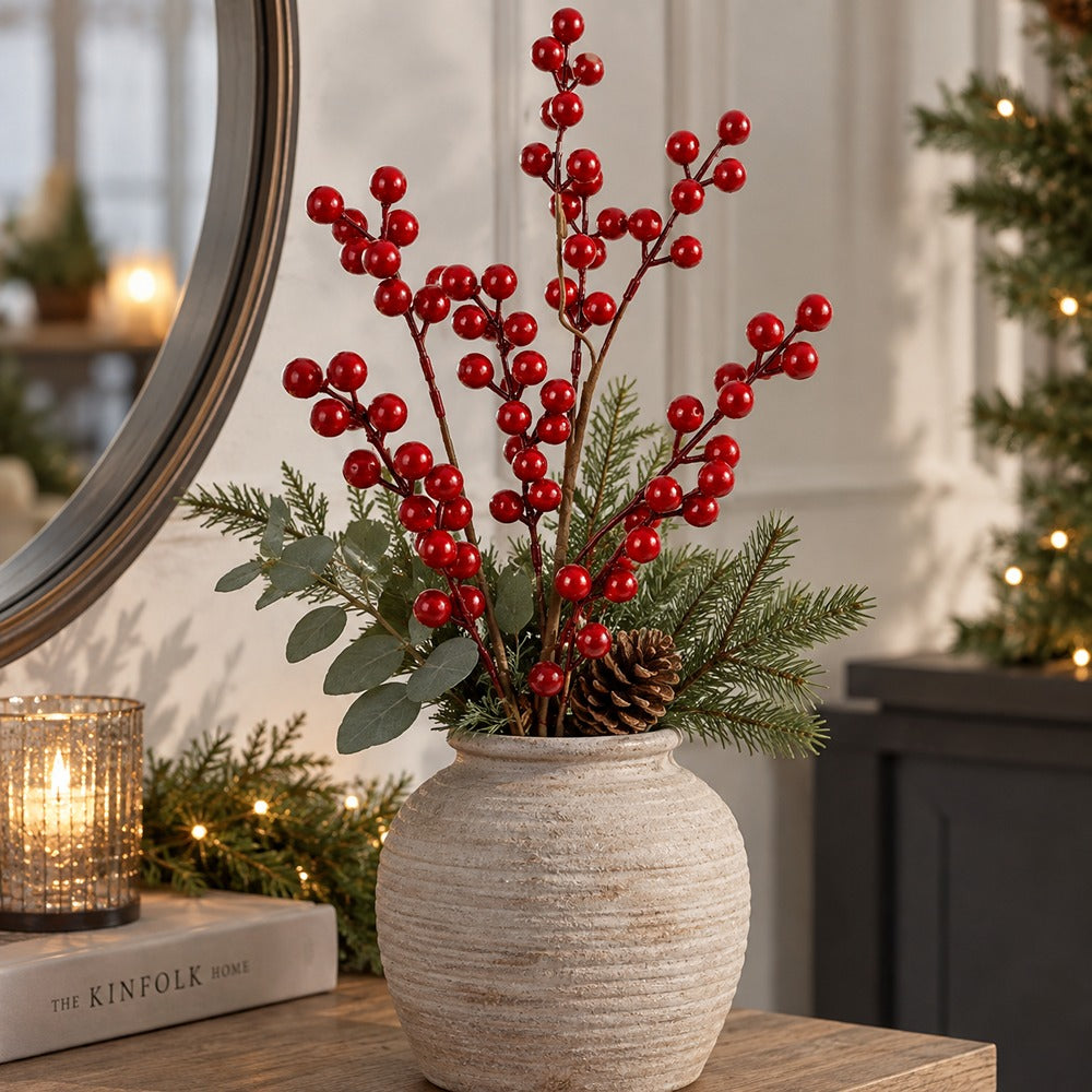 Single Berry Stem Red | 58cm Decorative Accent