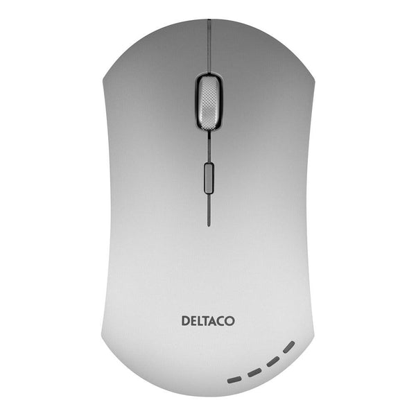 Deltaco Metallic Silver Wireless Office Mouse | USB-C Fast Charging