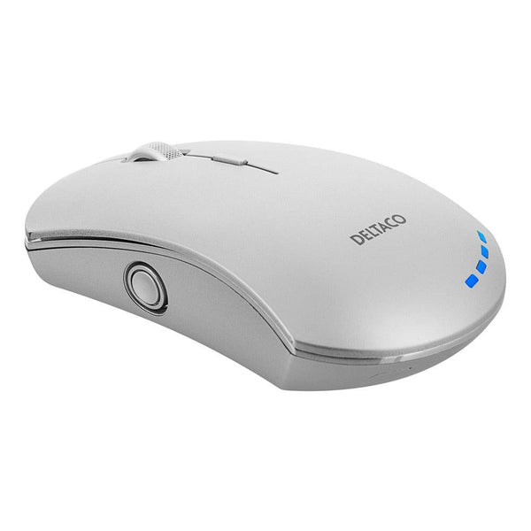 Deltaco Metallic Silver Wireless Office Mouse | USB-C Fast Charging