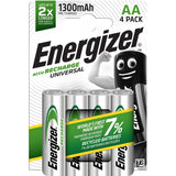 Energizer Rechargeable AA Batteries Pack of 4 | 1300mAh, Precharged, 7% Recycled