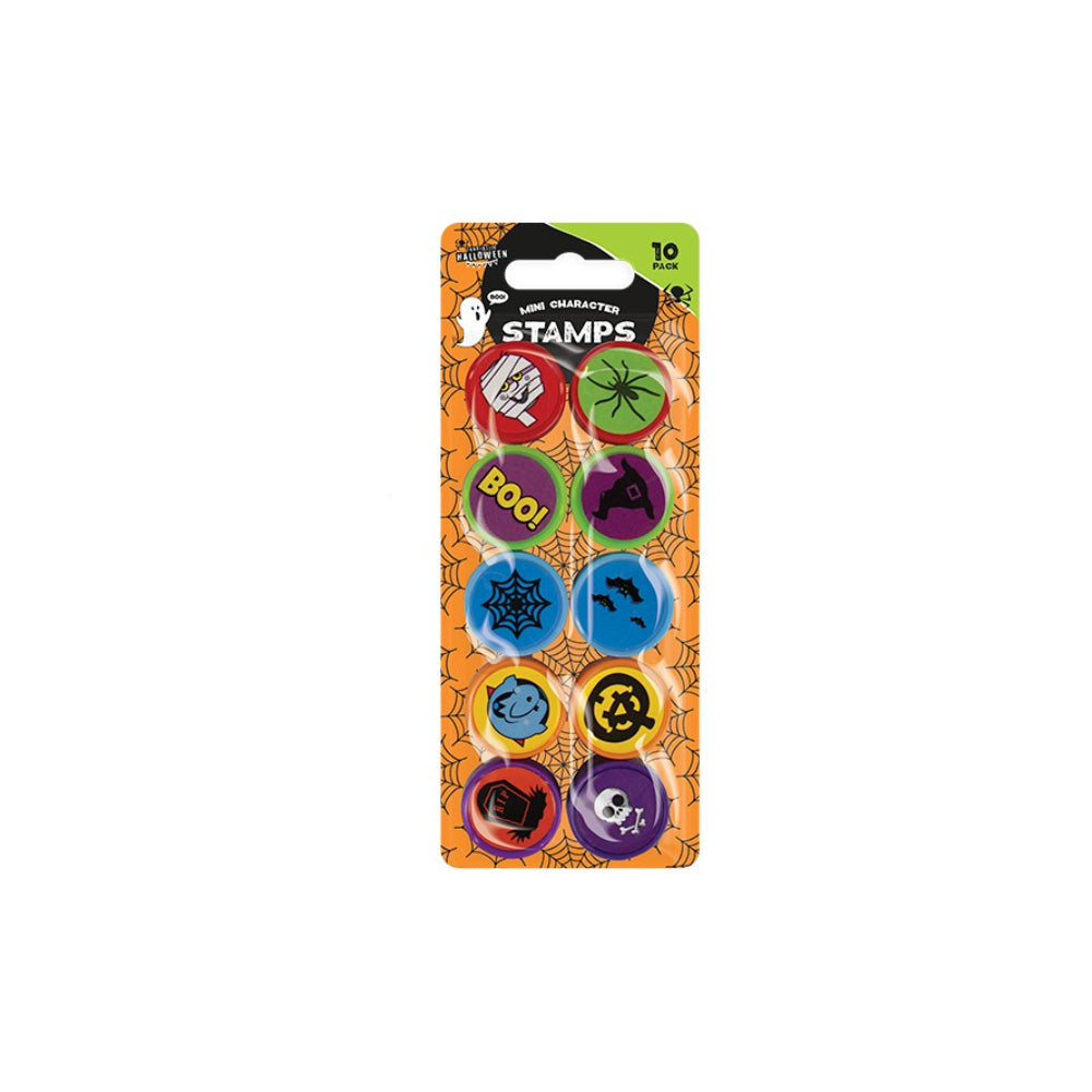 Halloween Mini Character Stamp Set - Pack of 10, Assorted Designs and Colours