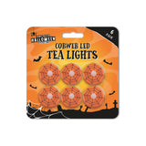 Halloween Cobweb LED Tea Light Candles - Pack of 6, Assorted Colours