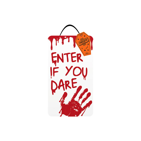 Halloween Horror Warning Hanging Plaque - 40 x 23cm, Assorted Designs