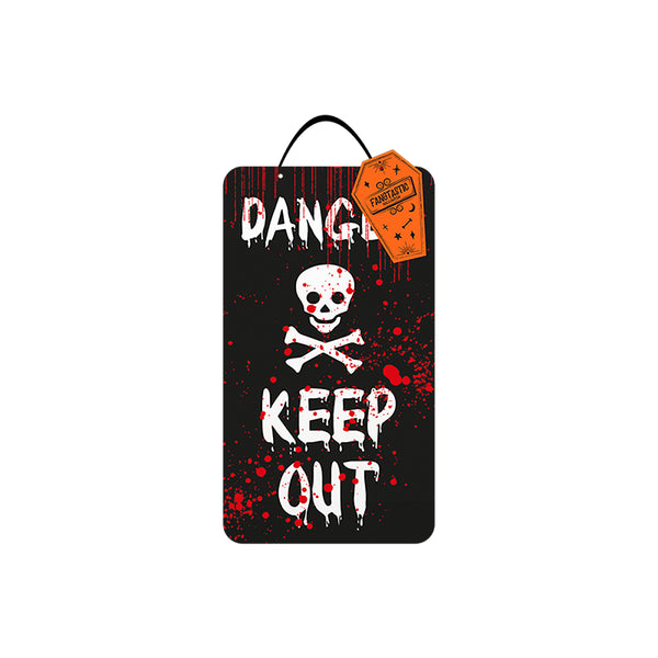 Halloween Horror Warning Hanging Plaque - 40 x 23cm, Assorted Designs
