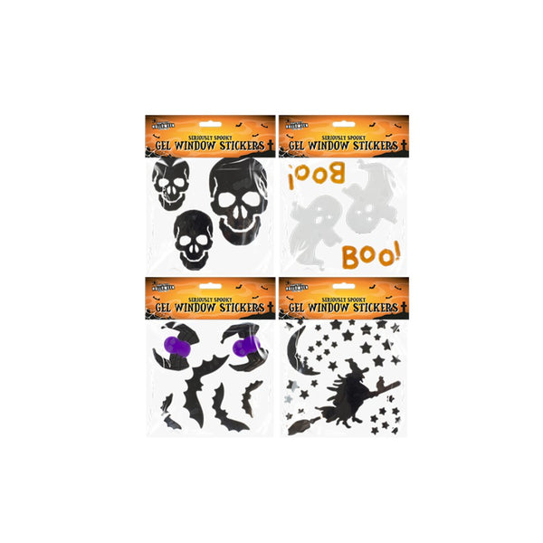 Reusable Halloween Gel Window Stickers - Assorted Designs and Colours