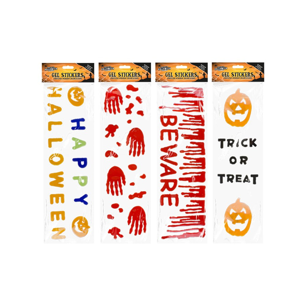 Halloween Gel Window Stickers - Assorted Designs and Colours, Spooky Motifs