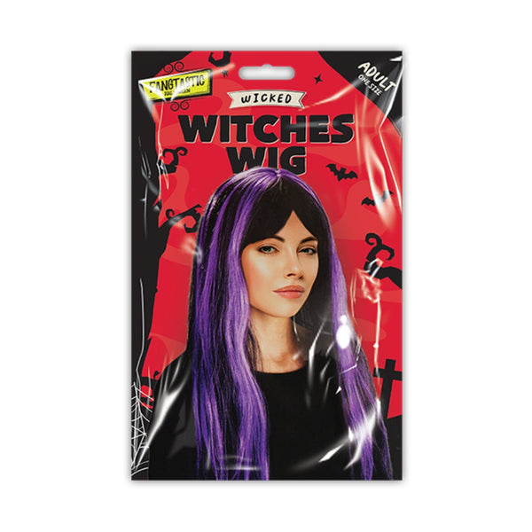 Adult Deluxe Gothic Witch Costume Wig - Black with Purple Streaks
