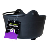 Halloween Black Witch's Cauldron Bucket - Swing Handle, Raised Feet