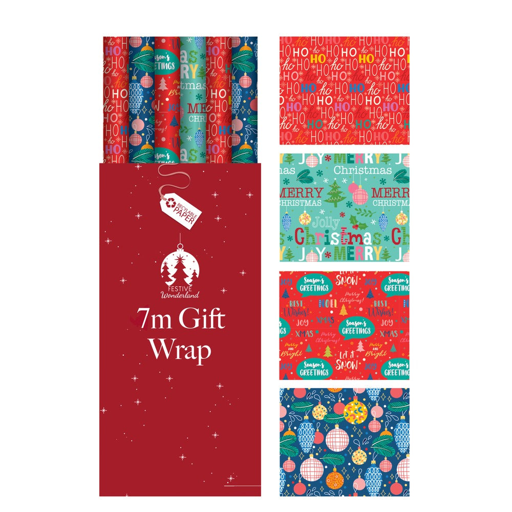 Festive Wonderland Christmas Gift Wrap 7 Metres | Contemporary Style