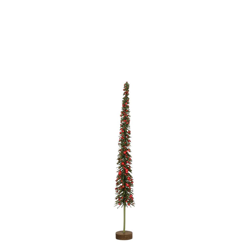 Green Slim Christmas Tree with Red Berries