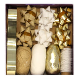 Christmas Gold Bow & Ribbon Set Gift Wrap Assortment | Gold, White & Cream